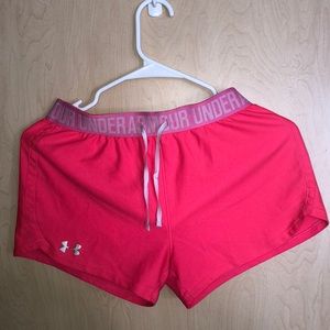 pink under armour running shorts